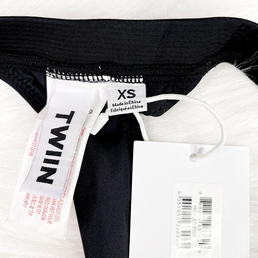 NWT Twiin Black Micro High Leg Bikini Brief Bottom - Picture 3 of 4